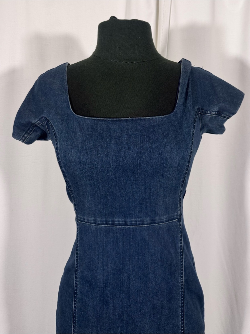 Armani Jeans Blue Denim Bodycon Midi Dress - Picture 4 of 9